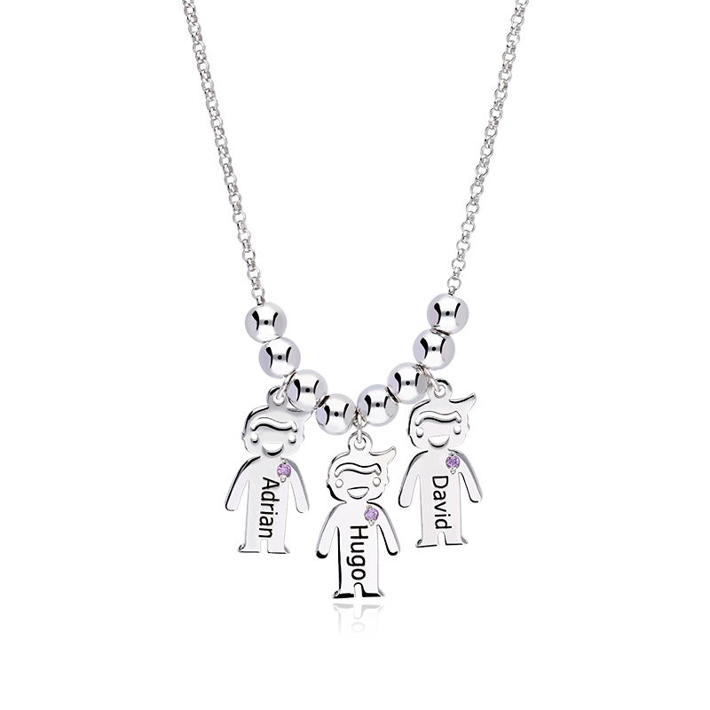 GARGANTILLA "EUGENE" 3 NIÑOS PERSONALIZADOS PLATA DE LEY