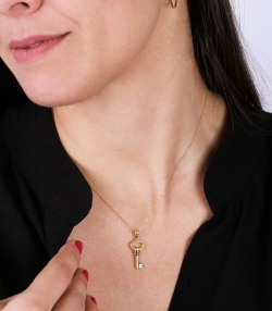 Colgante "LLave Corazón" Oro Bicolor 18k