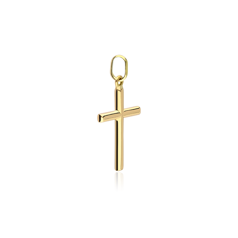 Pendentif En Or 18k 750 - Croix Avec Circonites Couleur Turquoise 16,5 Mm - Marque FMF Neuf