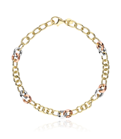 Pulsera eslabones Oro Tricolor 18K