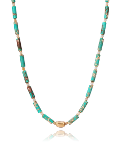 Collar Viceroy Chic acero en Ip dorado con turquesa y agata 1439C09012