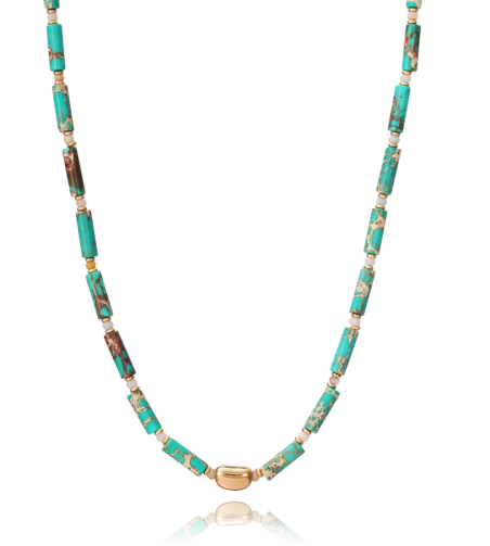 Collar Viceroy Chic acero en Ip dorado con turquesa y agata 1439C09012