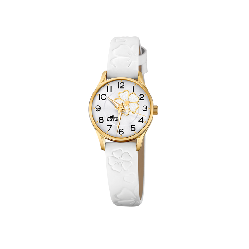 Reloj Lotus plateado correa cuero blanco infantil 18574/E