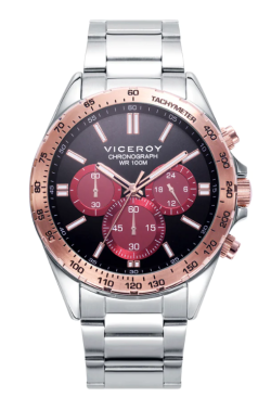 Reloj Viceroy hombre caja bicolor IP rosa brazalete de acero 401299-73