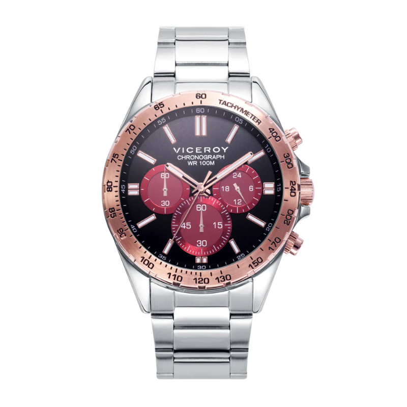 Reloj Viceroy hombre caja bicolor IP rosa brazalete de acero 401299-73