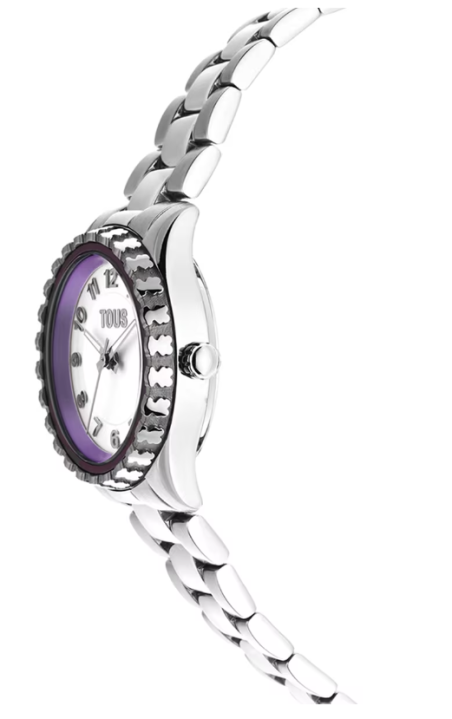 Reloj Tous brazalete de acero y bisel de aluminio malva 200351081