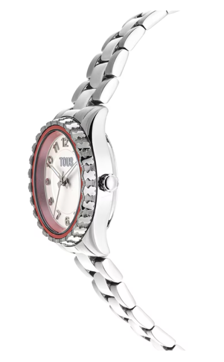 Reloj Tous brazalete de acero y bisel de aluminio rosa 200351080