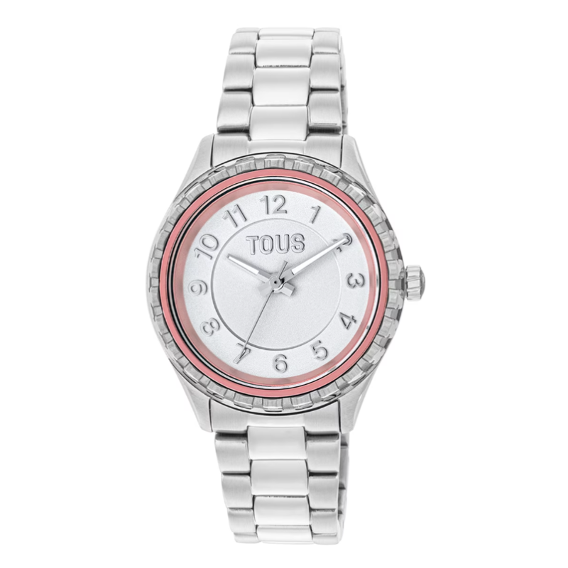 Reloj Tous brazalete de acero y bisel de aluminio rosa 200351080 Reloj Tous brazalete de acero y bisel de aluminio rosa 200351080