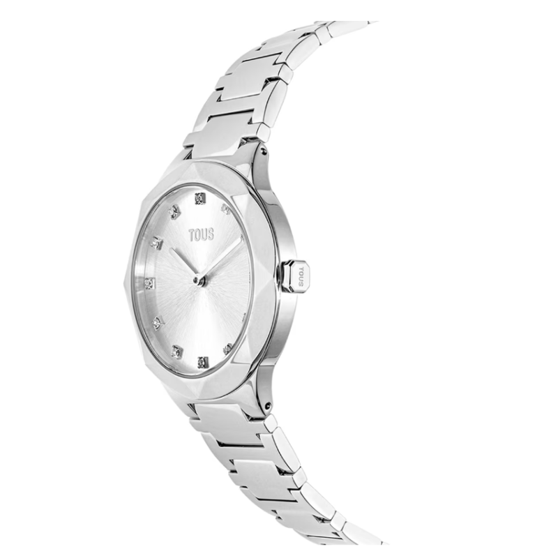 TOUS Orologio Da Donna Tender Time 100350570 – Quadrante Rotondo Acciaio, Cinturino In Silicone Bianco