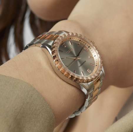 Reloj Tous analógico Tender acero IP bicolor rosado osos 200350980