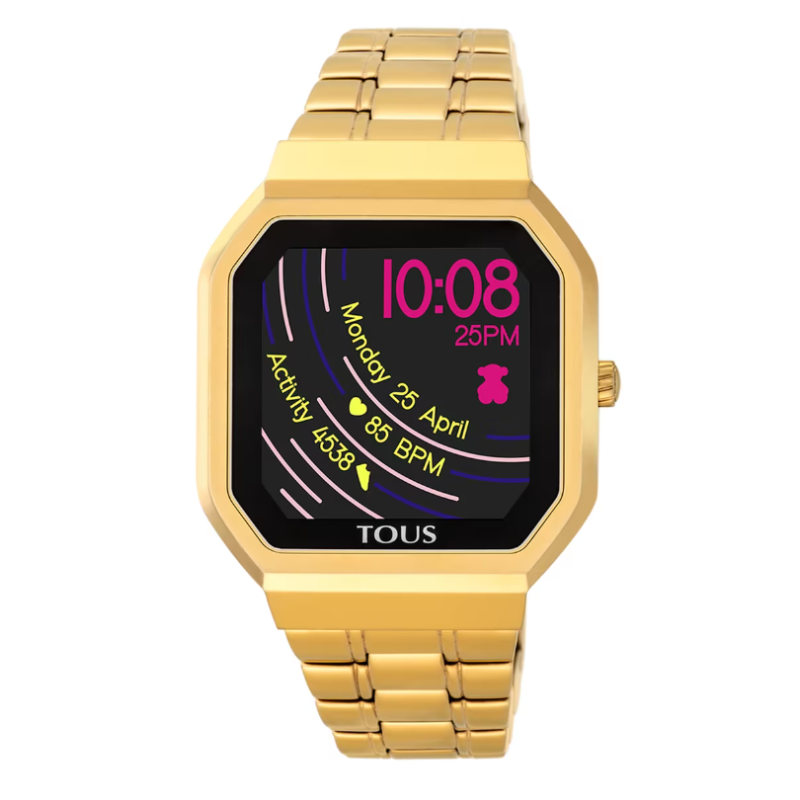 Reloj digital D-Bear SQ de acero IP dorado