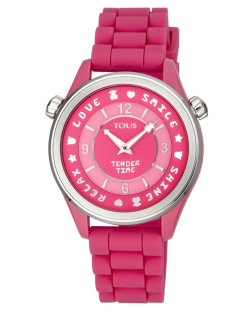 Reloj Tous analógico Tender acero correa de silicona rosa 100350580