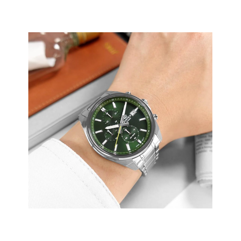 Edifice Casio Orologio Uomo EFV-610D-3CVUEF - Cronografo Quarzo, Cinturino In Acciaio, Quadrante Verde, Stile Sportivo - 2