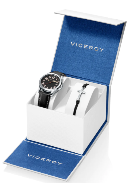 Reloj Viceroy Pack niño pulsera de acero correa de piel negra 42397-54