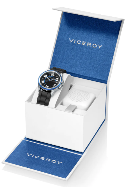 Reloj Viceroy Pack pulsera niño acero con correa de silicona negra altavoz 42405-54