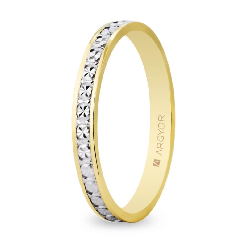 Alianza "Argyor" Bicolor/Diamantada Oro 18k 2.5mm (5225463)