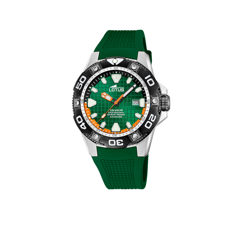 Reloj Lotus diver verde correa caucho hombre 18927/3