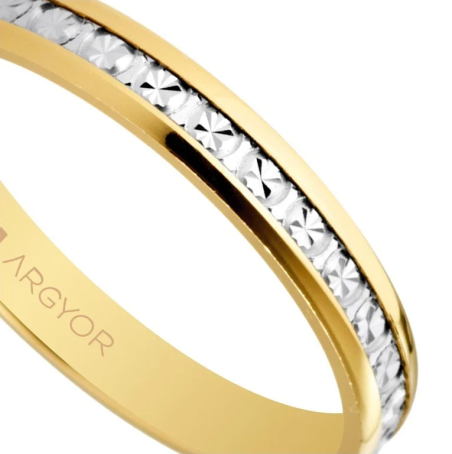 Alianza "Argyor" Bicolor Diamantada Oro 18k 3mm (5230463)