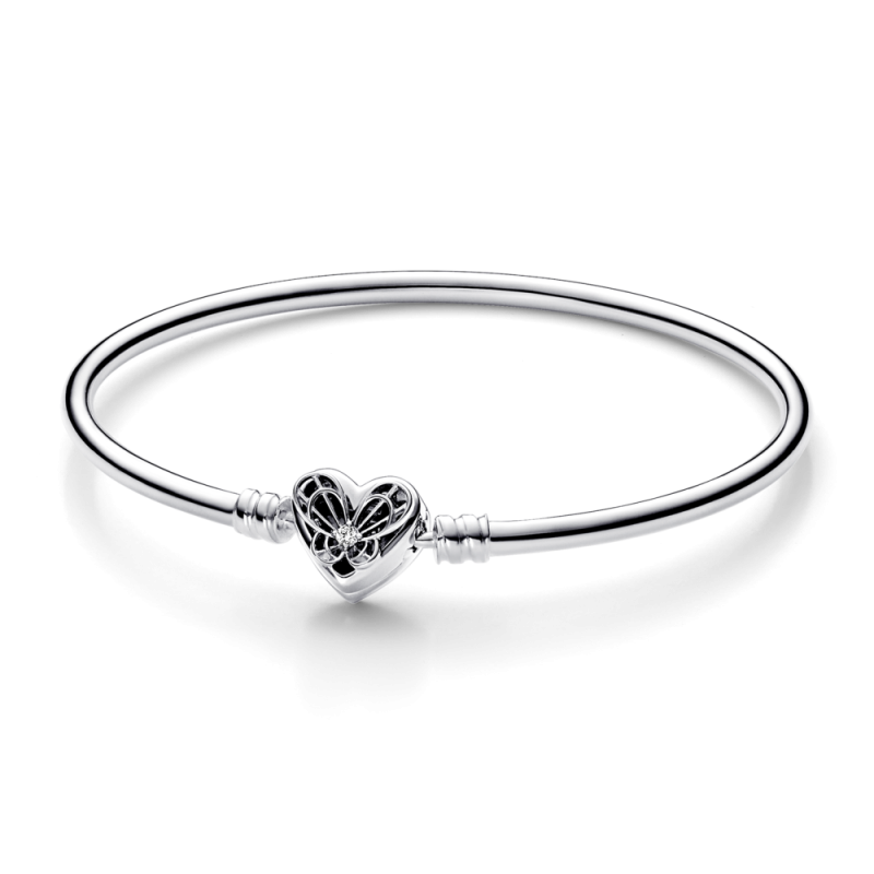 Pulsera Rígida Pandora Moments plata ley Corazón & Mariposa 592593C01