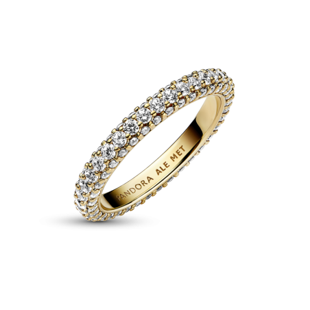 Anillo Pandora con recubrimiento en oro de 14k Fila en Pavé 162627C01