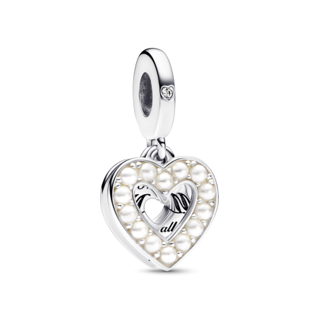 Charm Pandora Colgante Doble plata Corazón Blanco Anacarado 792649C01