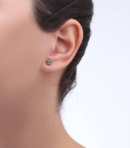 Pendientes oro 18k con esmeralda