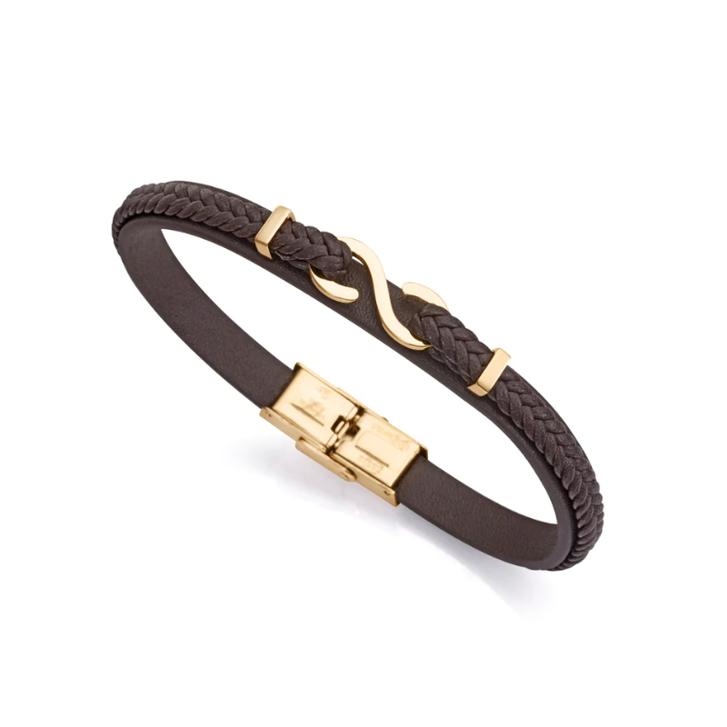 Pulsera Viceroy Magnum de acero y piel marrón hombre 14012P01011
