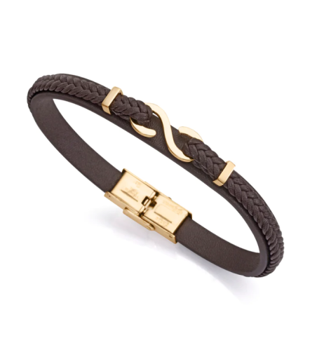 Pulsera Viceroy Magnum de acero y piel marrón hombre 14012P01011