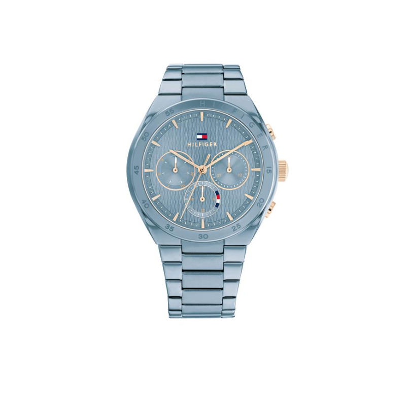 Reloj Tommy Hilfiger Owen Hombre Plateado, Azul y Rojo Multifunción 1791968