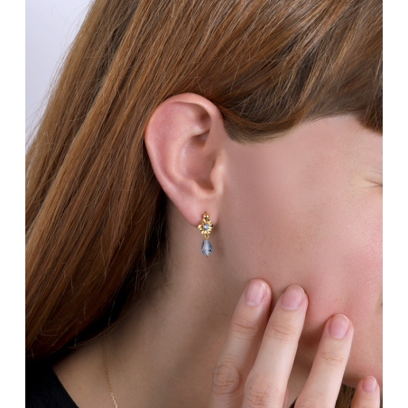 Pendientes Cubanitas Oro 18k Azules