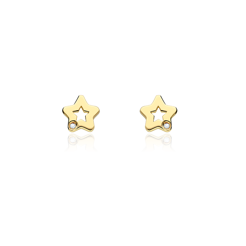 Pendientes Oro 18k y diamantes 0.01cts "Pirlanta"