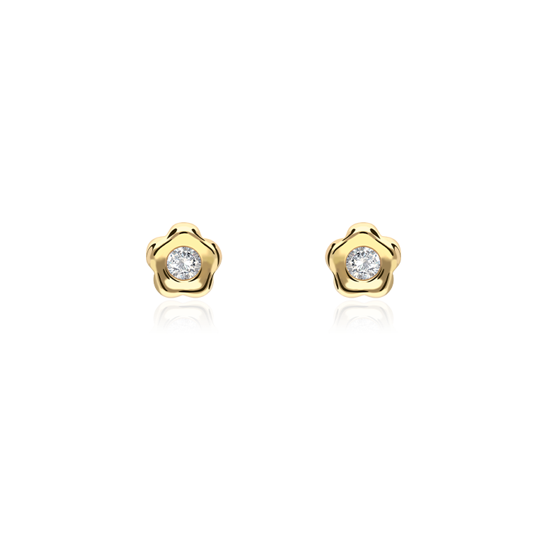Pendientes flor bebé Oro 18k circonita