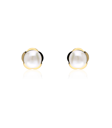 Pendientes flor Oro 18k y perla