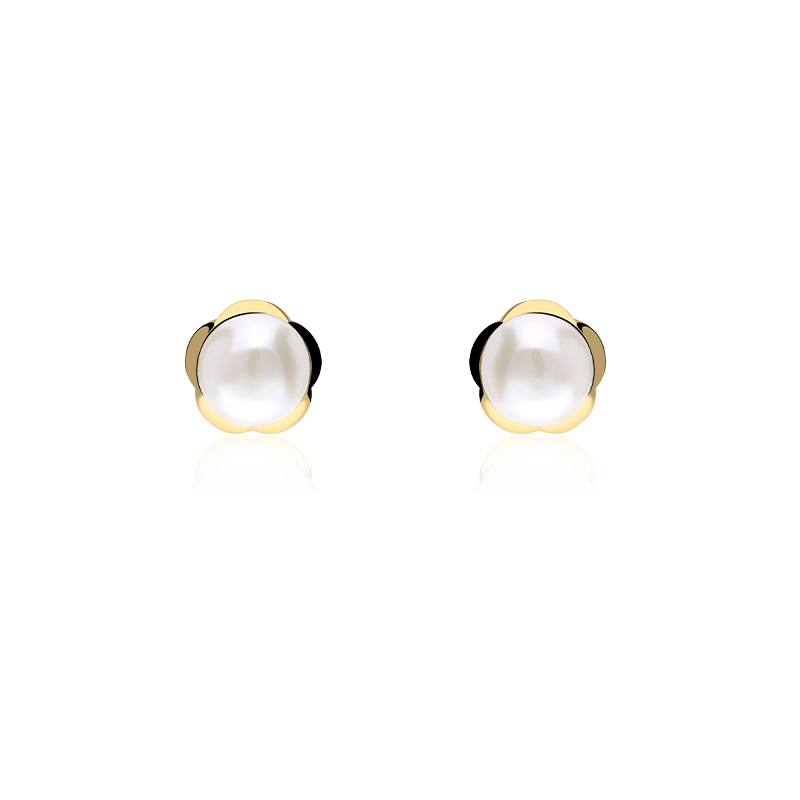 Pendientes flor Oro 18k y perla