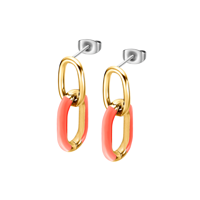 Pendientes Lotus style tropical vibes naranja acero mujer LS2330-4/4