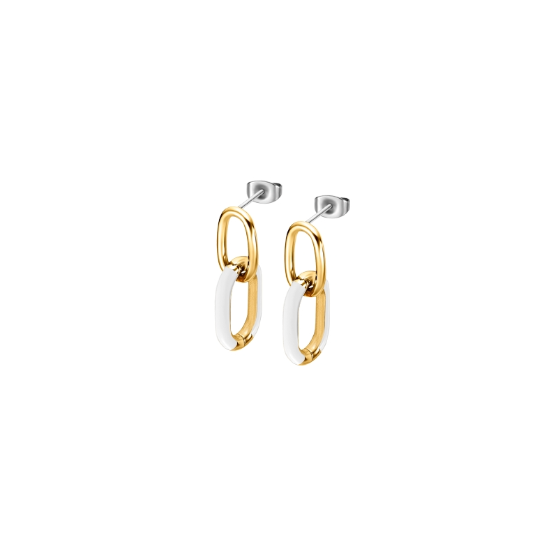 Pendientes Lotus style tropical vibes blanco acero dorado LS2330-4/5