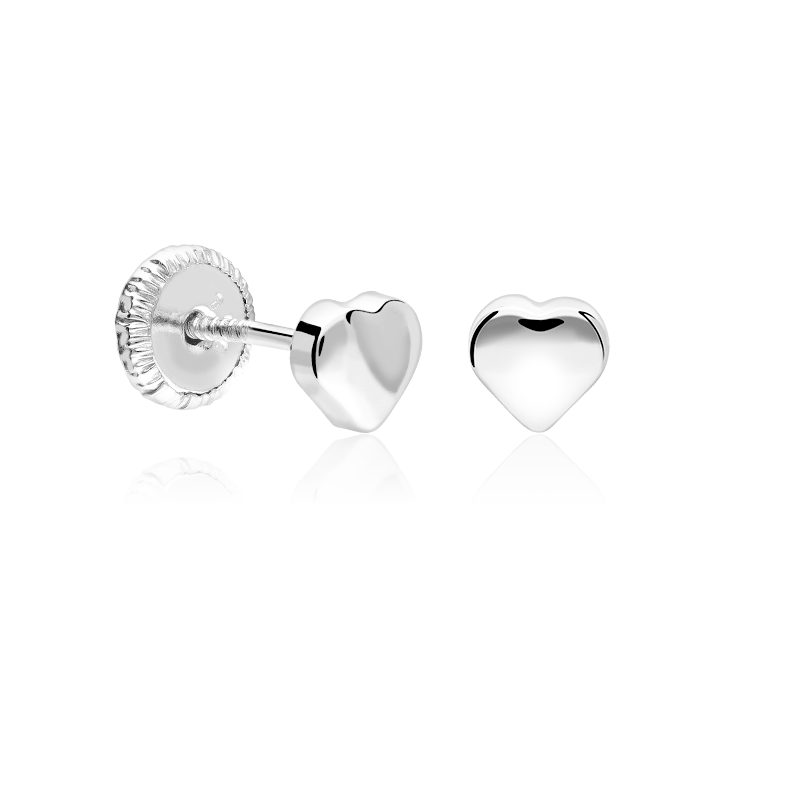 Pendientes de Oro Blanco Corazón