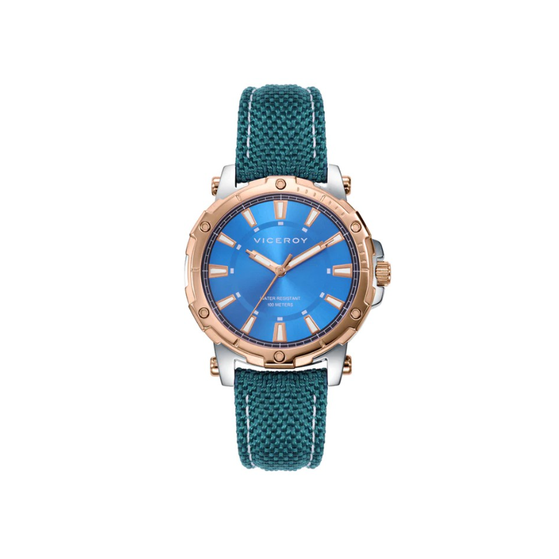 Reloj Viceroy mujer caja acero bicolor correa Nylon azul 401178-37