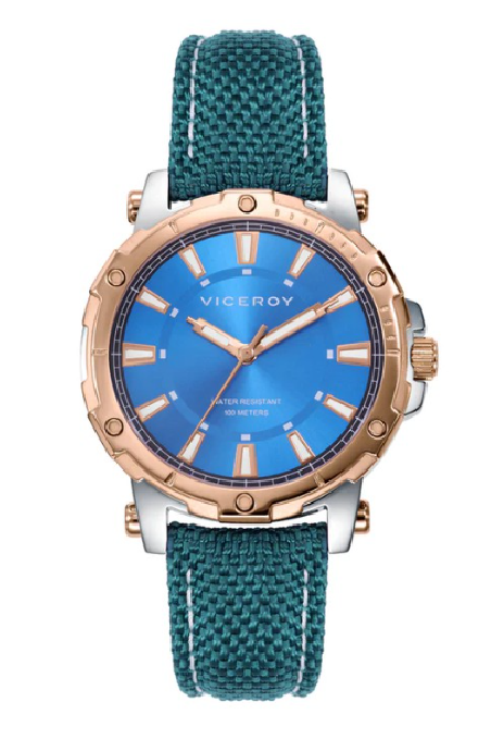 Reloj Viceroy mujer caja acero bicolor correa Nylon azul 401178-37