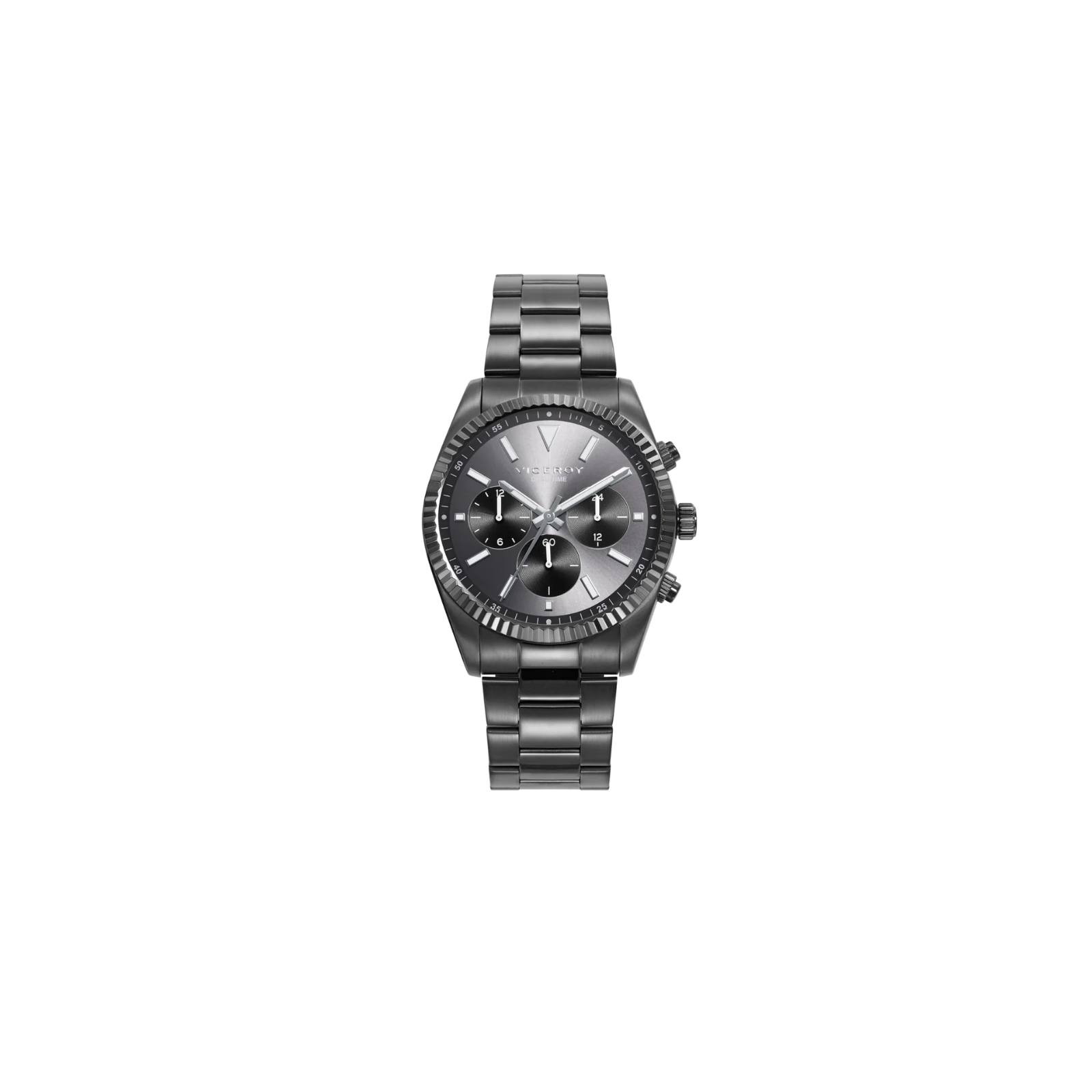 Reloj Caja De Acero Ip Gris 5 Atm Y Malla Milanesa De Acero Ip Gris Con Movimiento Cuarzo
