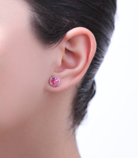 Pendientes "Chromatic" pequeños Rosa Plata de ley