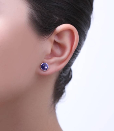 Pendientes "Chromatic" pequeños Morado Plata de ley