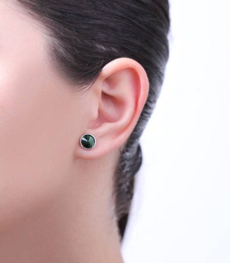 Pendientes "Chromatic" pequeños Verde Plata de ley
