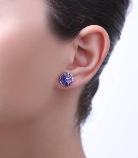 Pendientes "Chromatic" grandes Morado Plata de ley