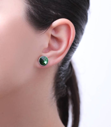 Pendientes "Chromatic" grandes Verde Plata de ley