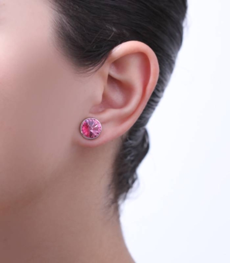 Pendientes "Chromatic" grandes Rosa Plata de ley