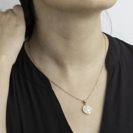 COLLAR LOTUS ACERO ARBOL DE LA VIDA ROSE FONDO BRILLO LS2225/1/2