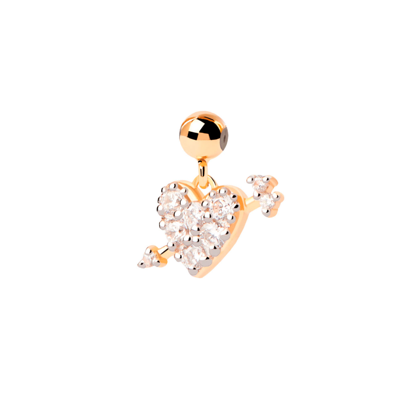 Charm Pdpaola Corazón con flecha circonita baño oro 18k CH01-090-U