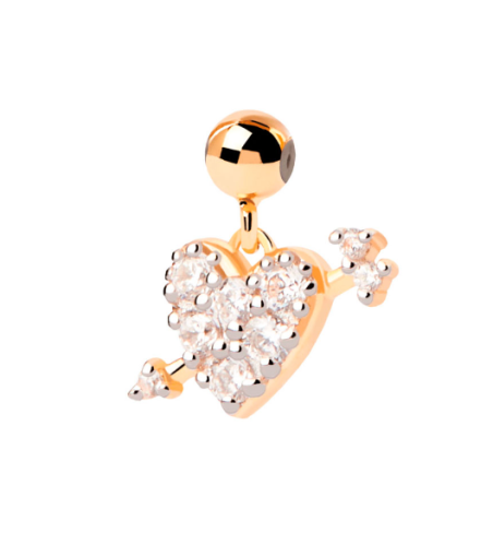 Charm Pdpaola Corazón con flecha circonita baño oro 18k CH01-090-U