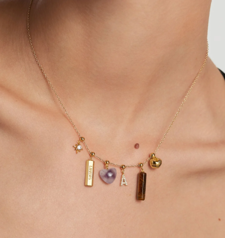 Charm Pdpaola Corazón amatista circonita baño oro 18k CH01-118-U